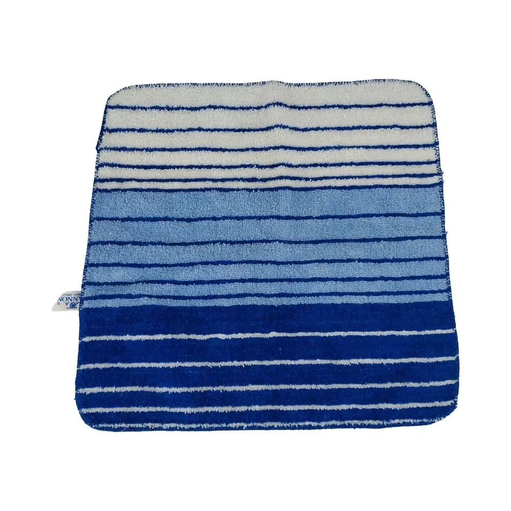 Vtg Cannon Hand Towel & Washcloth Blue White Striped Fringed USA
